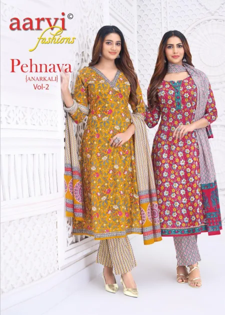Pehnava Vol 2 By Aarvi Cotton Printed Anarkali Kurtis Set 